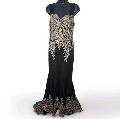 Rhinstone mesh black - rhinstone, gold