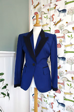 Vintage ESCADA MARGARETHA LEY Blue & black New Wool jacket blazer size 36 UK 6/8
