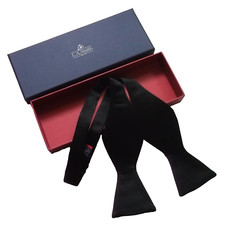Bow Tie Self Tie Black Silk Dickie by Lloyd Attree & Smith New with Gift Box