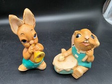 2 PENDELFIN RABBIT BUNNY FIGURINES PLAYING MUSIC:    PHUMF AND BONGO