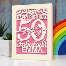 Personalised 50th Birthday Card for Women Mum Auntie Wife Sister Custom Any Name
