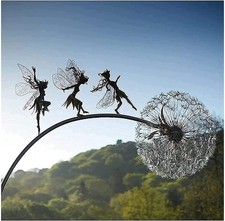 Fairies Dandelions Art Sculpture Dance Together Yard Decorations Stainless Stee