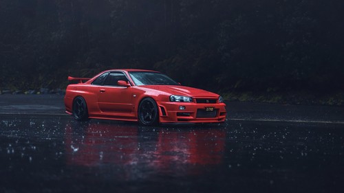 Red nissan gtr r34 - red,