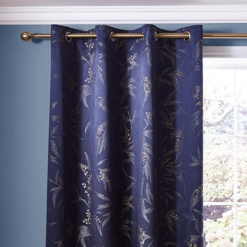 Navy bamboo luxe curtains - bamboo,