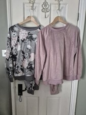 2 x F&F Soft LOVE TO Lounge Pyjama Sets Small Pink Grey