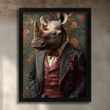 Rhino in a Suit Poster Vintage