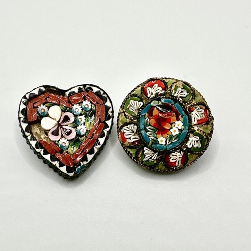 Vtg pair micro mosaic - mosaic, brooches