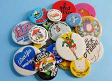 Collection of twenty nostalgic vintage retro tin pin badges