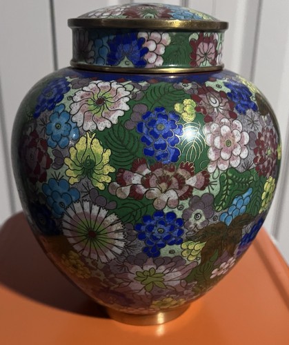 Vtg asian cloisonné vase jar - vtg,