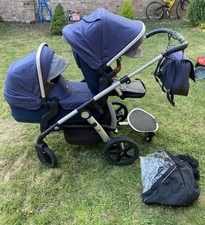 Silver Cross 2 in 1 Wave pushchair single to double step blue boys baby kids