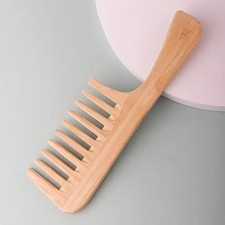 1pc Wide-Toothed Bamboo & Wooden Hair Comb for Detangling And Styling Hair Brush
