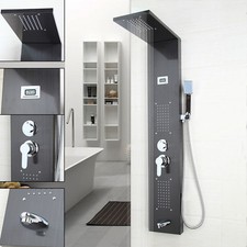 Black bathroom shower - shower, panel