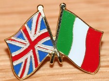 UK & ITALY Italian FRIENDSHIP Flag Metal Lapel Pin Badge Great Britain