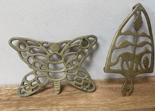 2 Vintage Brass Trivets Fox &