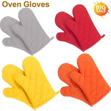 1 Pair Oven Gloves Heat Resistant Quilted Mitts Skin Friendly for Cooking Baking