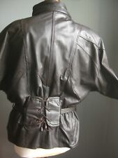 REAL LEATHER JACKET BIKER NEW WAVE 18 16 steampunk 80s 90s soft CINCH BODICE