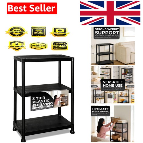 Tier black plastic shelving - black,