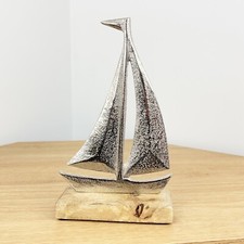 Sailing Boat Ornament Ship Sculpture Nautical Silver Home Decor Bathroom Coastal