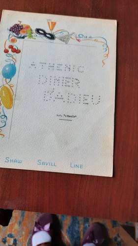 Vintage cruise menu from - cruise, s.s