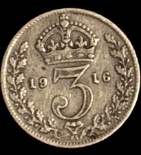 1916 George V 3 Pence Silver
