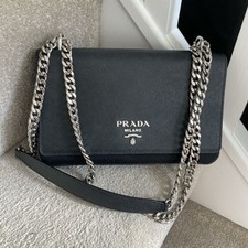 PRADA Saffiano Leather Shoulder Bag with Chain Strap
