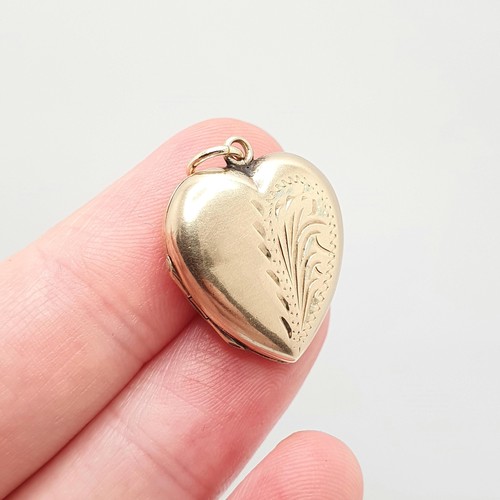 Antique 9ct gold heart locket - 9ct,