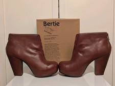 BERTIE Tan Leather Block Ankle Boots - UK 7 EU 41 US 9.5