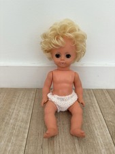 Vintage Baby Doll with Curly Blonde Hair – 8” Vinyl Doll – Transitional Eyes