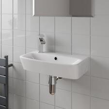 Bathroom Cloakroom Wall Hung Basin Sink 1 Tap Hole Ceramic Modern Gloss White