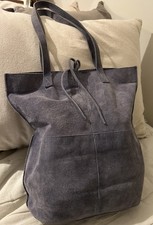 FATFACE Soft light Blue Suede Leather Slouchy Tote Bag Shoulder Bag Handbag 