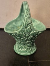 Sylvac 1780 Green Basket Vase