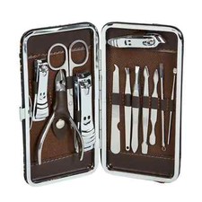 12 PIECE MANICURE PEDICURE NAIL CARE SET CUTTER CLIPPERS KIT CASE MENS LADIES