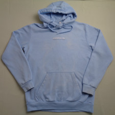 Adidas Fleece Hoodie Mens M Medium Logo Sky Blue Logo Pullover Trefoil