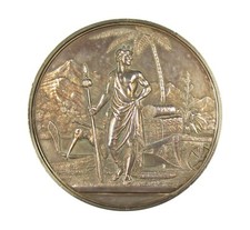 NEW ZEALAND 1865 DUNEDIN EXHIBITION 64mm SILVER MEDAL BY WYON - ONLY 75 STRUCK