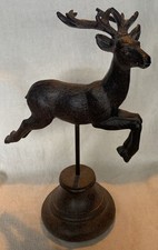 Bronze Effect Resin Leaping Stag Figurine - 10.5” (26.5cm) Tall