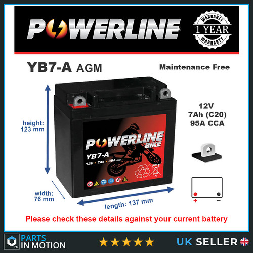 Yb7 agm powerline motorcycle - yb7-a,