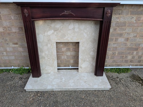 Marble fireplace with hearth - fireplace,