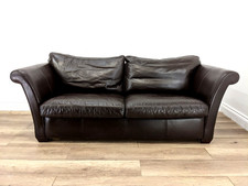 SOFA 3 Seater Multiyork Dark Brown Leather Removable Cushions Wooden Feet
