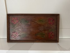Antique Vintage Arts and Crafts Movement Hand Painted Wooden Tray