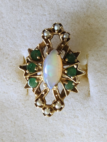 14k vintage opal emerald - 14k, ring