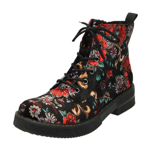 Black floral ankle boots - floral,