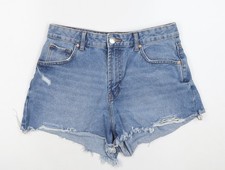 Primark Women’s Blue Denim Cut-Off Shorts Size 14 Regular Fit