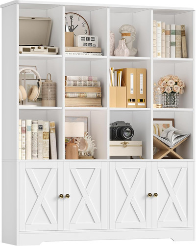 Bookcase storage oak shelves - bookcase,
