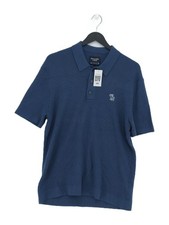 Abercrombie & Fitch Men's Polo M Blue Cotton with Nylon, Viscose Basic