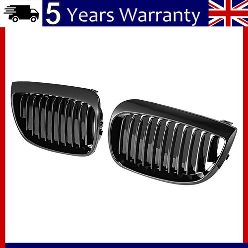 Gloss black front kidney grill - black,