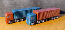 Pair of modern container lorries suitable for N gauge model railway layouts