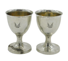 George III Pair of Sterling Silver Crested Egg Cups Antique c1780 Provincial