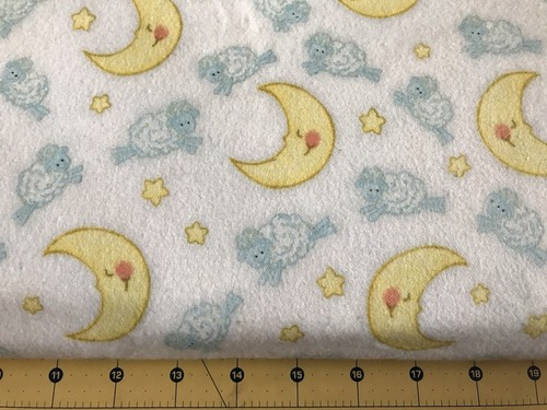 Moon and sheep flannel fabric - and,
