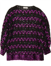 GIVENCHY Womens Sequin See Through Top EU 42 Large Black Chevron BD04