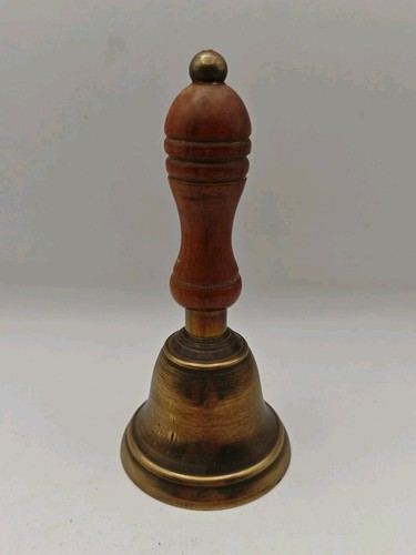 Vintage small hand bell wooden - vintage,